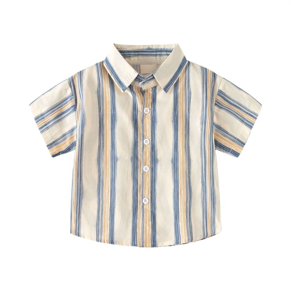 Coerni Boys Hawaiian Shirt Short Sleeve Button Down Kids Cotton Lapel Neck Summer Beach Tees Casual Top Toddler Baby Clothing