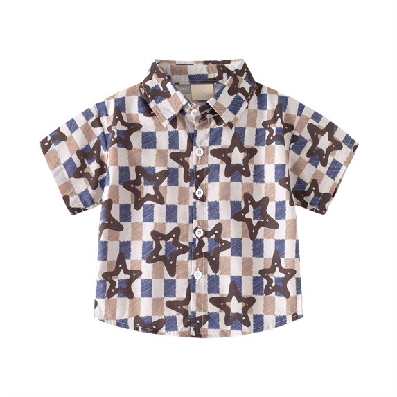 Coerni Boys Hawaiian Shirt Short Sleeve Button Down Kids Cotton Lapel Neck Summer Beach Tees Casual Top Toddler Baby Clothing