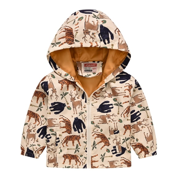 Coerni Boys' Hooded Waterproof Jacket Windbreaker Outerwear Jackets Kids Sweatshirts Zipper Cute Poncho Tops Cartoon Streetwear