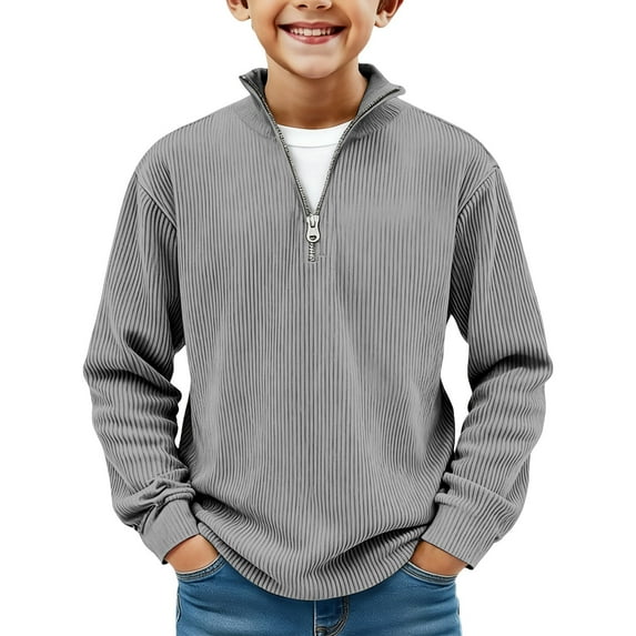 Coerni Boys Long Sleeve Quarter-zip Pullover Jacket Stripe Sporty Sweatshirt Outdoor Basketball Fall Clothes Youth Kids