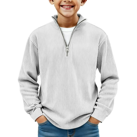 Coerni Boys Long Sleeve Quarter-zip Pullover Jacket Stripe Sporty Sweatshirt Outdoor Basketball Fall Clothes Youth Kids