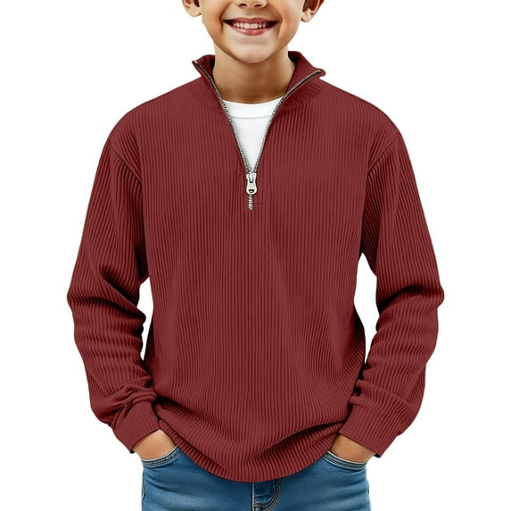 Coerni Boys Long Sleeve Quarter-zip Pullover Jacket Stripe Sporty Sweatshirt Outdoor Basketball Fall Clothes Youth Kids