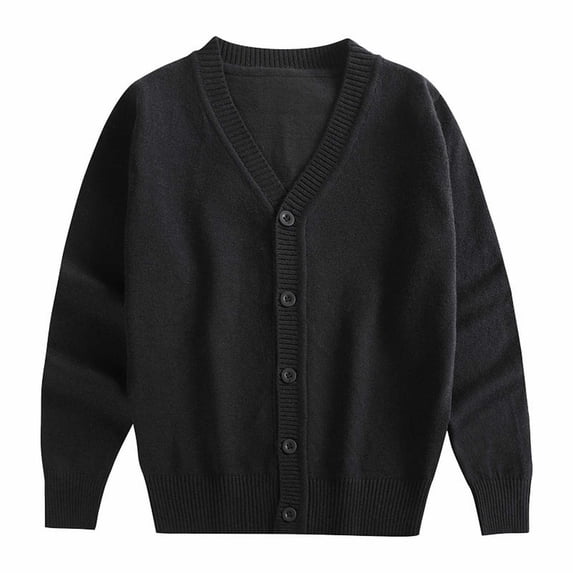Coerni Boys' Long Sleeve V-Neck Classic Knit Cardigan Sweater Kids Basic Cotton Button Up Uniform Cardigan Outwear