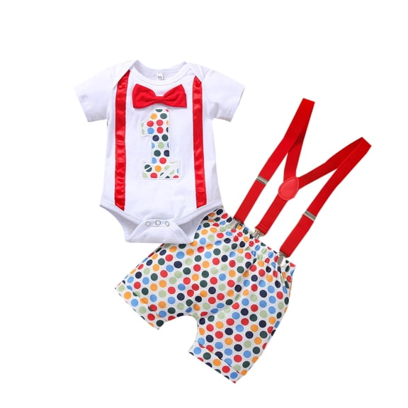 Coerni Boys Summer Birthday Gentleman Set Button Down Shirts & Bowtie & Overalls Shorts 3 Piece Outfits Wedding Suits