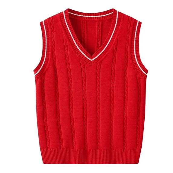 Coerni Boys Sweater Vest Cable Knit V-Neck Knitted Uniform Toddler Kids Girls Clothes Dress Vest V Neck Cute Tank Tops