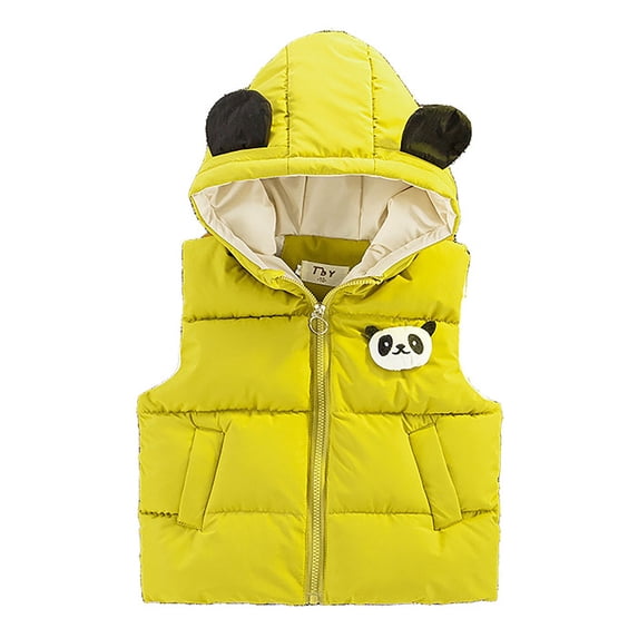 Coerni Boys and Toddler's Hooded Puffer Vest Baby Panda Sleeveless Quilted Vest Jacket Zipper Down Winter Coat Padded Waistcoat