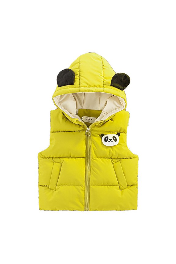 Coerni Boys and Toddler's Hooded Puffer Vest Baby Panda Sleeveless Quilted Vest Jacket Zipper Down Winter Coat Padded Waistcoat
