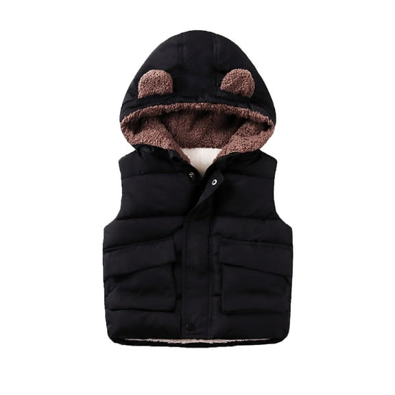 Coerni Boys and Toddler's Hooded Puffer Vest Fleece Sherpa Lined Sleeveless Bear Ears Down Coat Baby Girls Padded Waistcoat