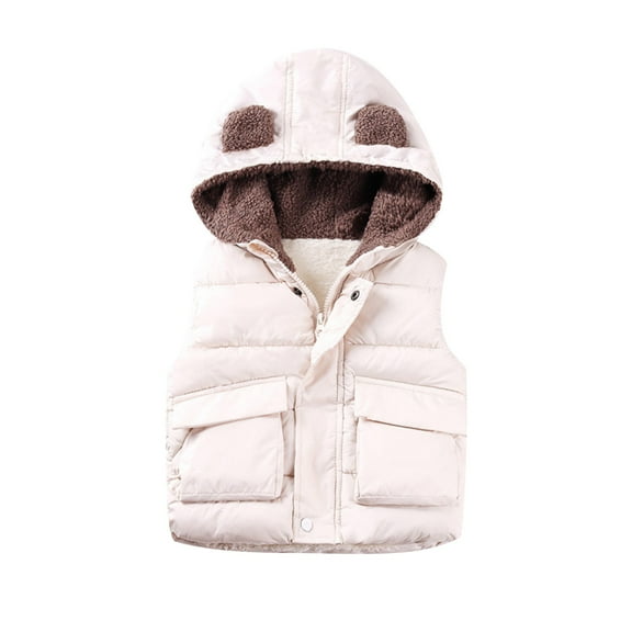 Coerni Boys and Toddler's Hooded Puffer Vest Fleece Sherpa Lined Sleeveless Bear Ears Down Coat Baby Girls Padded Waistcoat