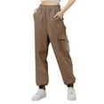 thumbnail image 1 of Coerni Cargo Sweatpants Girls Wide Leg High Waisted Sweat Pants Womens Oversized Casual Joggers Y2K Drawstring Pant with Pockets, 1 of 9