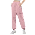 thumbnail image 1 of Coerni Cargo Sweatpants Girls Wide Leg High Waisted Sweat Pants Womens Oversized Casual Joggers Y2K Drawstring Pant with Pockets, 1 of 9