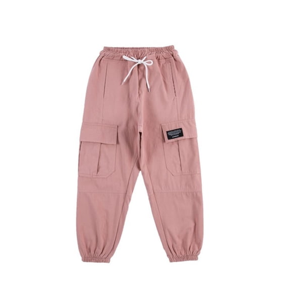 Coerni Casual Pants Kids Toddler Girls Solid Color Cargo Pants Casual Drawstring Pants With Pockets Spring Summer Jogger Trousers