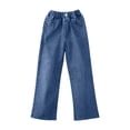 thumbnail image 1 of Coerni Children Kids Girls Fashion Jeans Classic Elastic Waist Denim Pants with Pockets Wide Leg Pants Causal Trousers, 1 of 4