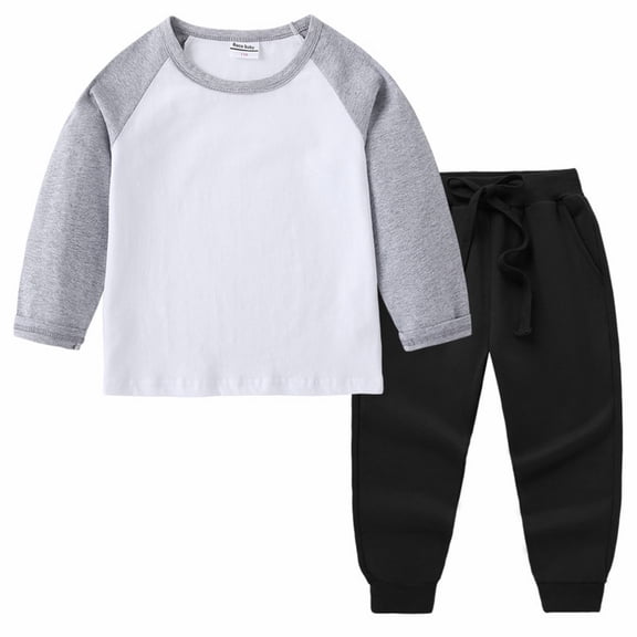 Coerni Children's Boys Girls Sweatshirt T Shirt Crewneck Long Sleeve Outfit Pullover Toddler Oversized Clothes Cotton Shirt Set