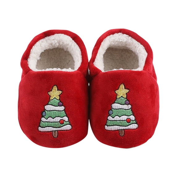 Coerni Christmas Baby Booties Cozy Fleece Slippers Soft Baby Shoes, Winter Warm New Born Crib Sock Shoes First Walkers