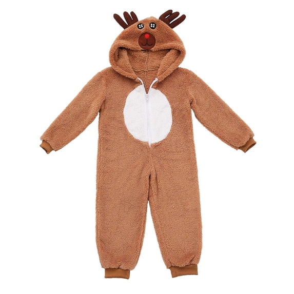Coerni Christmas Jumpsuits for Boys and Girls, Toddler Kids Christmas Reindeer Flannel Costume Suit Novelty Onesie Rompers