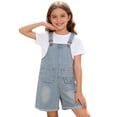 thumbnail image 1 of Coerni Denim Overalls for Kids Shortsalls Solid Jumpsuit Floral Embroidered Denim Bib Overall Shorts Ripped Jean Romper with Pockets, 1 of 8