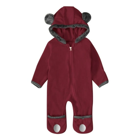Coerni Fleece Baby Bunting Bodysuit – Baby Boy Girl One Piece Kids Hooded Romper Outerwear Toddler Jacket First Christmas Outfit 