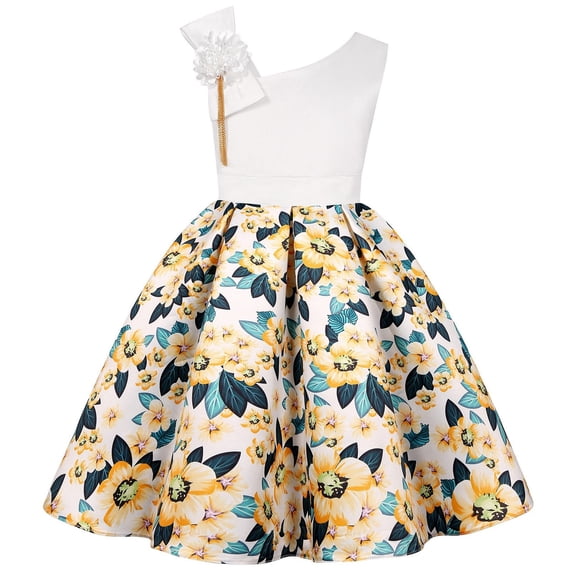 Coerni Flower Girl Lace Dress for Kids Wedding Bridesmaid Pageant Party Formal Long Gown Princess Bow Dresses 2 to 10 Years