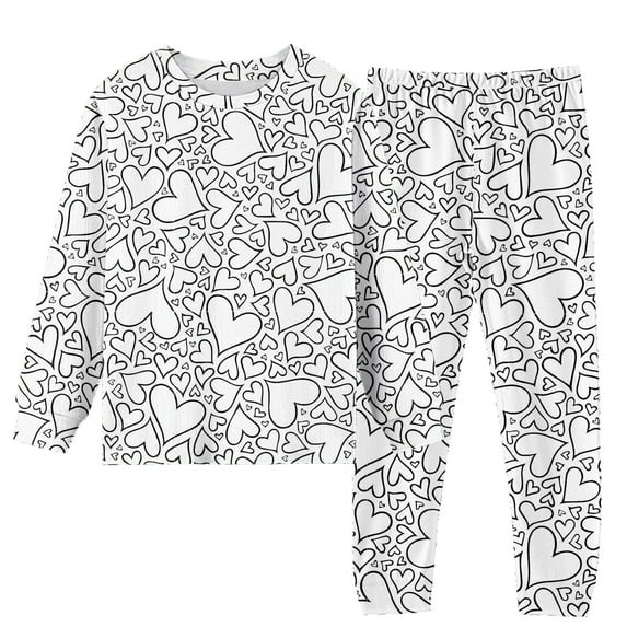 Coerni Funny DIY Hand Painted Homewear Set Color Your Own Pajamas Black White You Can Color With Markers Valentines Day