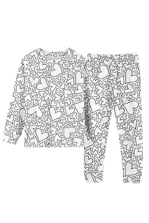 Coerni Funny DIY Hand Painted Homewear Set Color Your Own Pajamas Black White You Can Color With Markers Valentines Day
