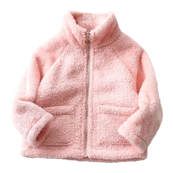 Coerni Girl and Toddlers' Sherpa Fleece Full-Zip Jacket Thicken Warm Coat Kids Puffer Sweatshirt Winter Outwear Comfort Cardigan