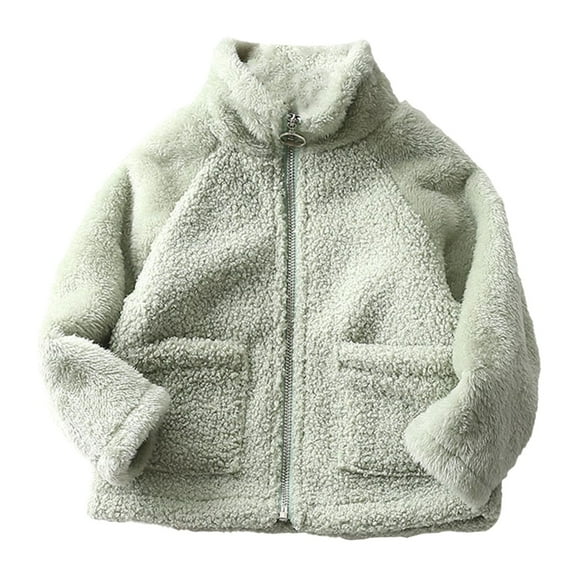 Coerni Girl and Toddlers' Sherpa Fleece Full-Zip Jacket Thicken Warm Coat Kids Puffer Sweatshirt Winter Outwear Comfort Cardigan