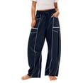 thumbnail image 1 of Coerni Girl's Barrel Sweatpant High Waisted Wide Leg Sweat Pant Drawstring Athletic Baggy Pant Y2K Palazzo Patchwork Trousers, 1 of 8