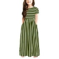 thumbnail image 1 of Coerni Girl's Short Sleeve Stripe Casual Long Maxi Dress Toddler Kids Summer Loose Dresses with Pockets 2 to 12 Years, 1 of 3