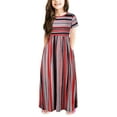 thumbnail image 1 of Coerni Girl's Short Sleeve Stripe Casual Long Maxi Dress Toddler Kids Summer Loose Dresses with Pockets 2 to 12 Years, 1 of 3