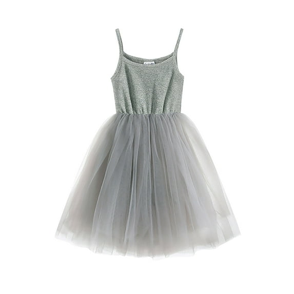 Coerni Girl's Suspender Solid Color Tulle Dress Toddler Girls Princess Party Mesh Sundress Elegant Flutter Lace Dress