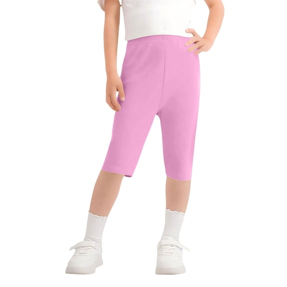 Coerni Girls' Athletic Bike Shorts Dance Yoga Running Soccer Kids Compression Shorts Girls Athletic Leggings Mid Length Short Pants