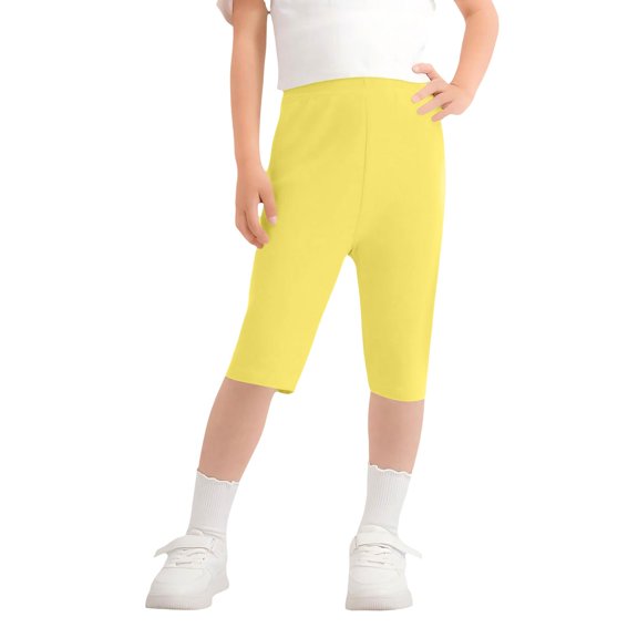 Coerni Girls' Athletic Bike Shorts Dance Yoga Running Soccer Kids Compression Shorts Girls Athletic Leggings Mid Length Short Pants