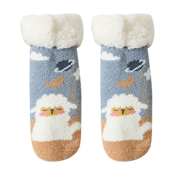 Coerni Girls Autumn and Winter Padded Lamb's Wool Coral Velvet Non Slip Baby Socks Home Floor Socks Toddlers Boys Clothes