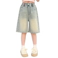 thumbnail image 1 of Coerni Girls Baggy Cargo Shorts Basic Jeans Kids Summer Cute Clothing Straight High Waist Clothes Loose Vintage Aesthetic Pants, 1 of 7