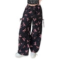 thumbnail image 1 of Coerni Girls Bow Print Cargo Pants Loose Long Drawstring Pants Y2K Streetwear Joggers Girls Oversized Trousers Trendy Clothes, 1 of 6