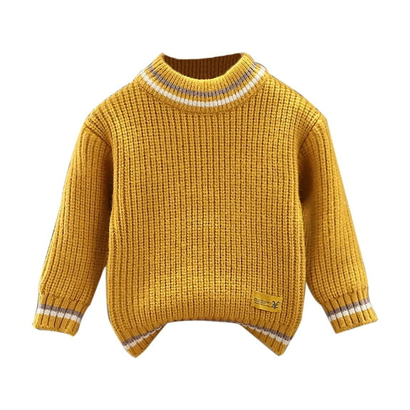 Coerni Girls Boys Chunky Pullover Sweater Oversized Padded Loose Knit Blouse Autumn Winter Warm Crewneck Sweatshirt Top