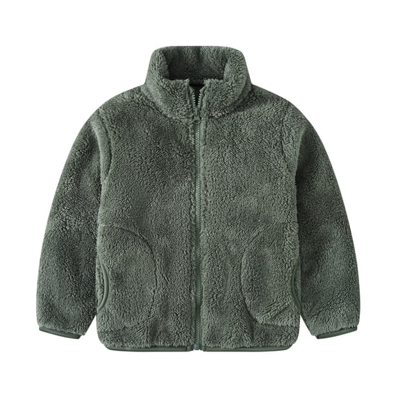 Coerni Girls Boys Fleece Jacket Kids Winter Sh??rpa Coat Light Full-Zip Overcoat Faux Fur Jackets Outwear 1-11 Years