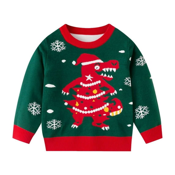 Coerni Girls Boys Knitted Christmas Sweater Toddler Baby Cartoon Xmas Crewneck Sweatshirt Kids Long Sleeves Sport Shirts Pullover