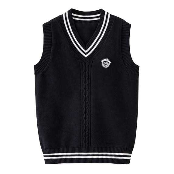 Coerni Girls Boys Preppy School Uniform Sweater Vest V Neck Knit Waistcoat Teen School Vest Warm Sleeveless Pullover Waistcoat
