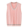 thumbnail image 1 of Coerni Girls Boys Preppy School Uniform Sweater Vest V Neck Knit Waistcoat Teen School Vest Warm Sleeveless Pullover Waistcoat, 1 of 9