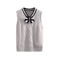 thumbnail image 1 of Coerni Girls Boys Preppy Sweater Vest V Neck Knitted Sweater Teen School Uniform Vest Warm Sleeveless Jacket Pullover Waistcoat, 1 of 5