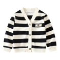 thumbnail image 1 of Coerni Girls Button Up Sweaters Wide Striped V-Neck Knit Cardigan Cute Casual Kids Preppy Sweaters Outerwewar Spring Fall Clothes, 1 of 8