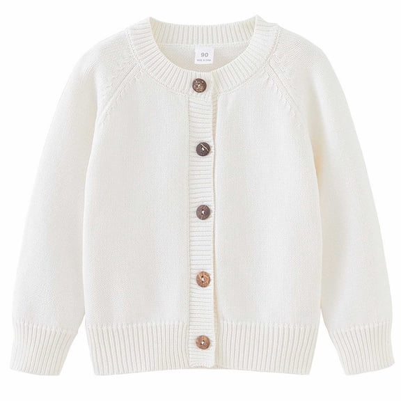 Coerni Girls Cardigan Sweater School Uniform Button Long Sleeve Knit Tops Kids Cropped Outerwear Casual Open Front Chunky Clothes