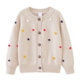 thumbnail image 1 of Coerni Girls Cardigan Sweaters Colorful Hairball Long Sleeve Knitted Outerwear Button-Up Cute Comfy Kids Fall Clothes, 1 of 9