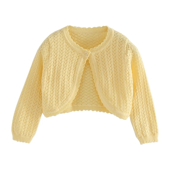 Coerni Girls Cardigan Toddlers' Uniform Slim Fit Sweater Knitted Bolero Kids Button Closure Coats Cropped Jacket Cover Up Tops