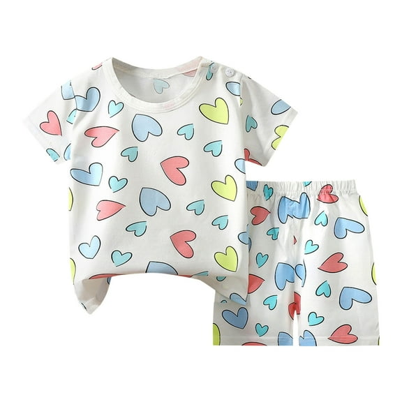 Coerni Girls Casual Prints Athletic Outfits Set Toddler Short Sleeved Tshirt Plain Shirt Sets Teens Cotton School Uniform Suit