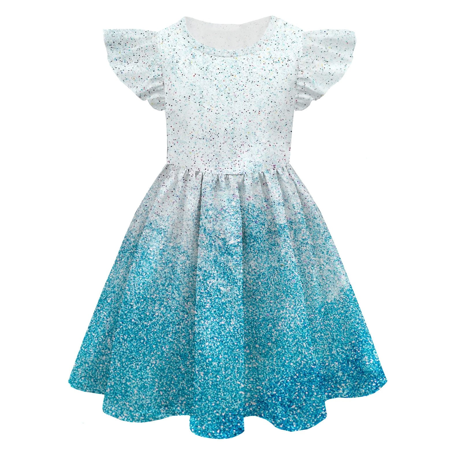 Coerni Girls Colorful Sequin Casual Dress Ruffle Fly Sleeve Summer Princess  Birthday Party Dress Striped Formal Gown - Walmart.com