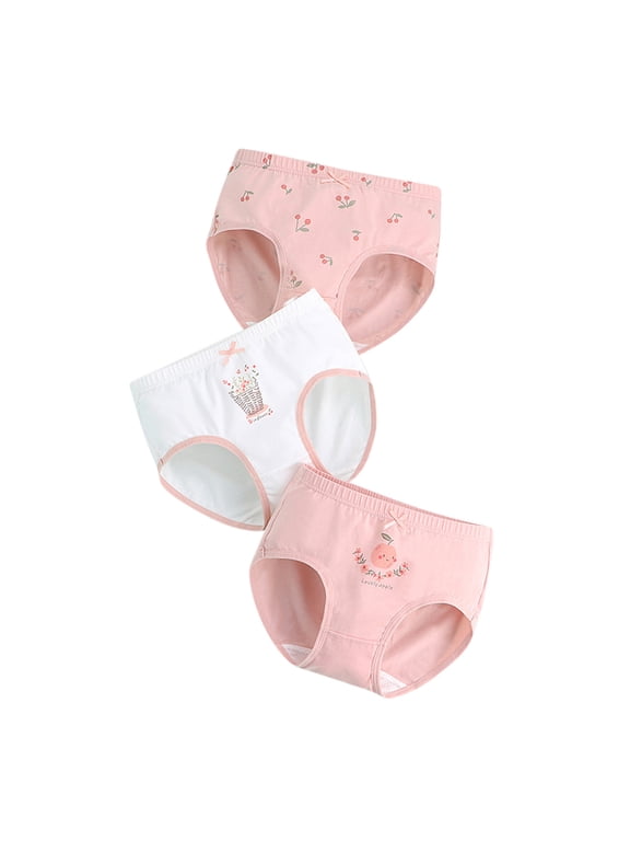 Coerni Girls Combed Cotton Underwear Kids Toddler Pack of 3 Cartoon Pattern Briefs Trunks Comfort Flex Underwear