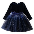 thumbnail image 1 of Coerni Girls' Elegant Sequined Prom Gown Dress Winter Long Sleeve Round Neck Velvet Tulle A-Line Dress for Toddler Kids, 1 of 4